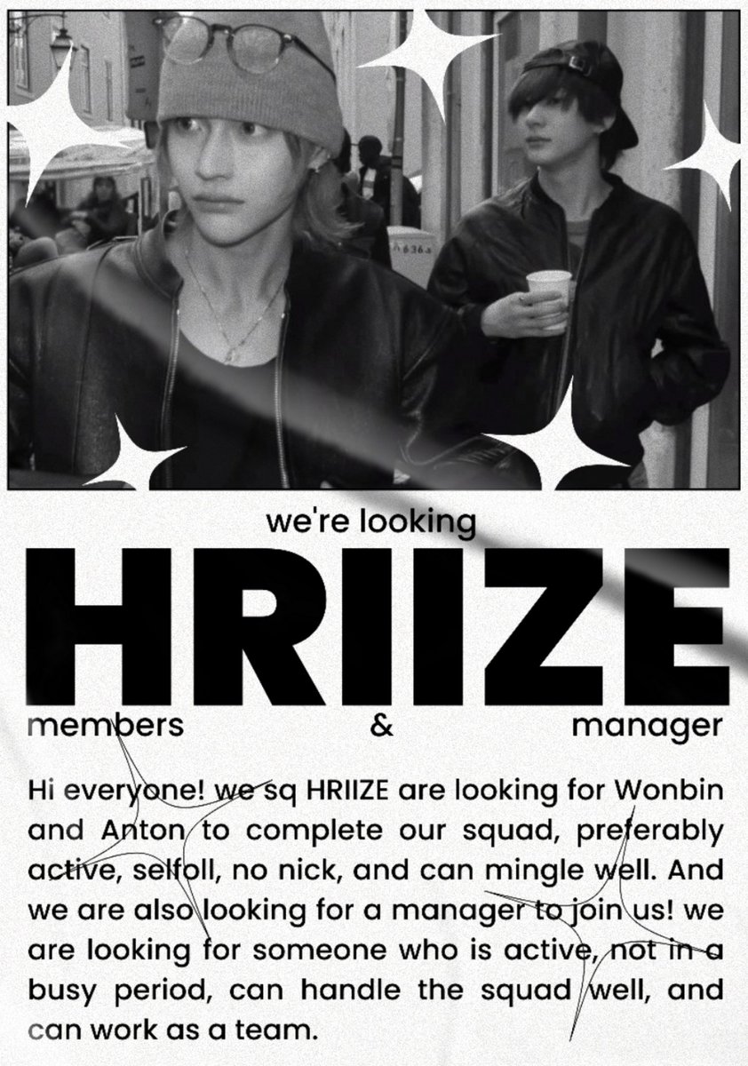 HRIIZE's tweet image. Hi, we are looking for members &amp;amp; managers! The list of missing members is below, if you are interested please apply. We're also looking for SQ/OA's who want to be friends with us, please tag them we'd really appreciate it! thanks.