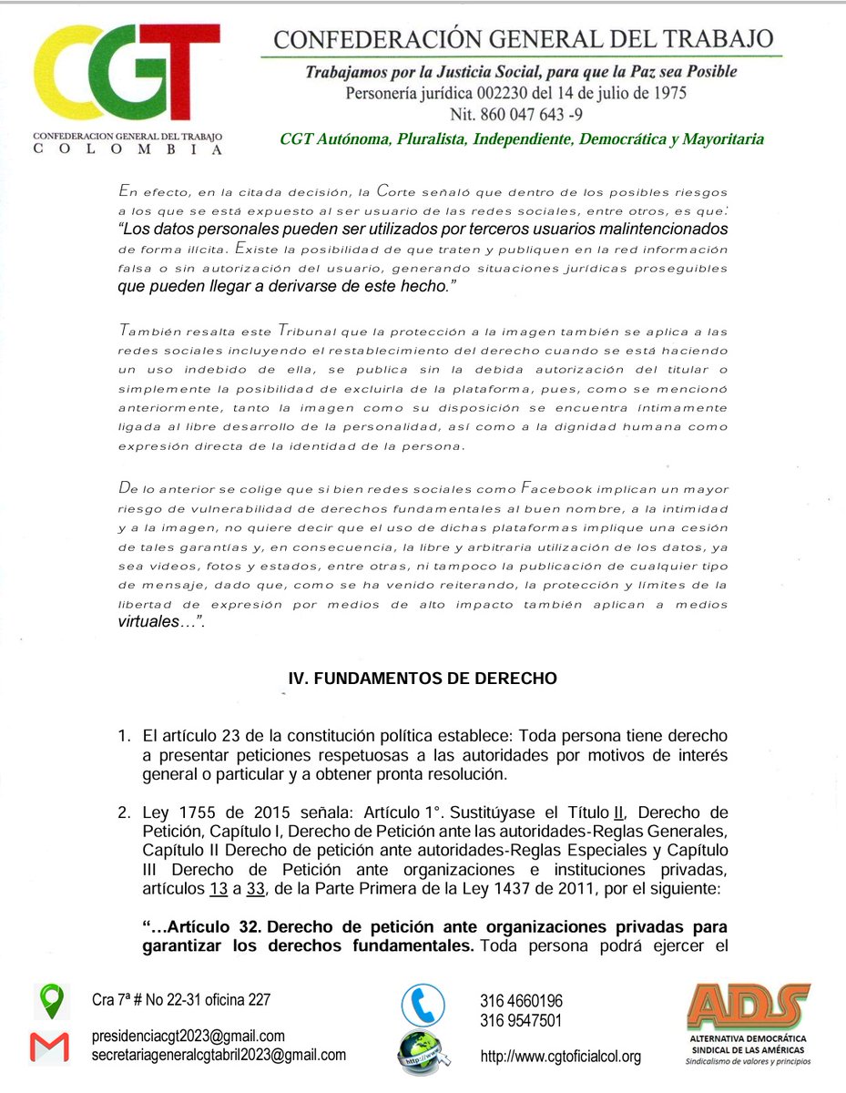 No permitiremos más agresiónes el hecho de hacer uso de nuestra autonomía, pluralidad, independencia y democracia, NO le da derecho a nadie a dañar mi nombre y prestigio de la CGT que representamos. @NoticiasUno @RedMasNoticias @BluRadioCo @lafm @Miryamluztriana @meloburchardt