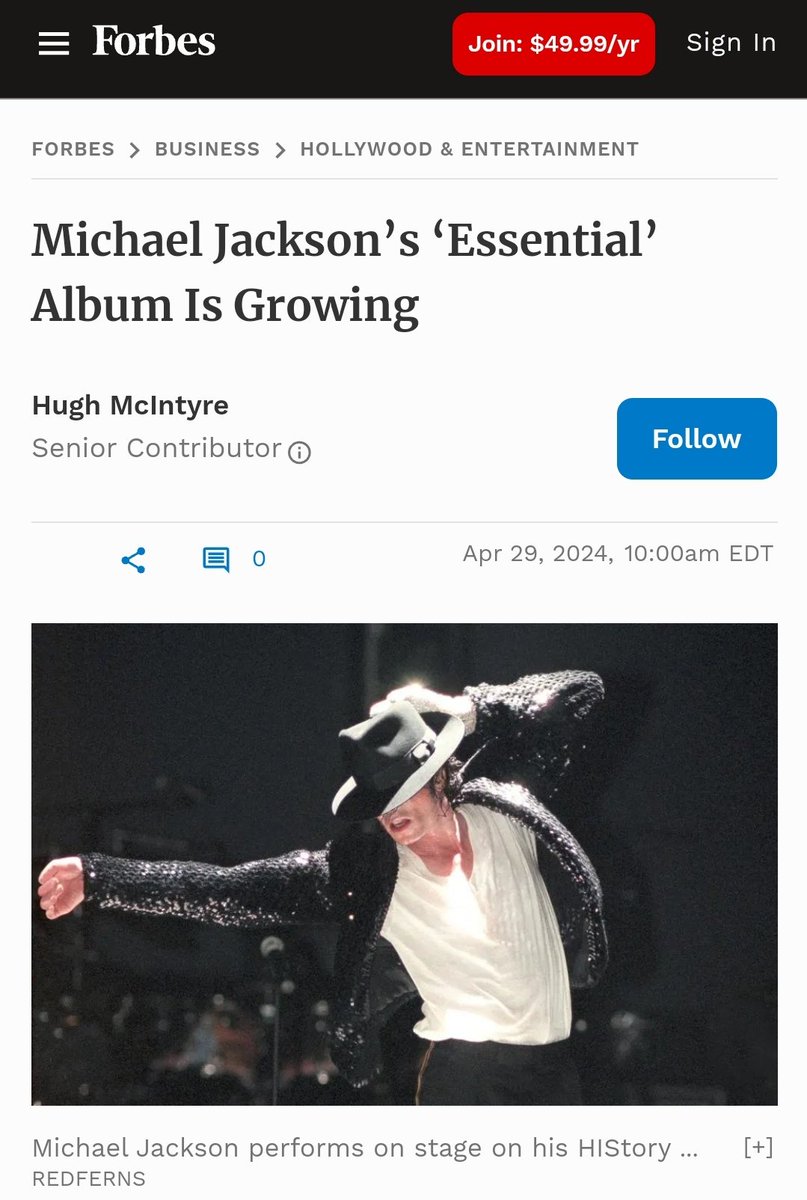 BREAKING! @Forbes published April 29, 2024 #MichaelJackson #KingOfPop 

This July marks 20 year's 'The Essential Michael Jackson ' was released and it's still climbing on the charts. Once again we keep WINNING 😂😁😁 show them haters