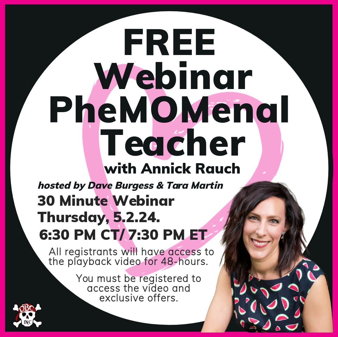 💓💓💓 Free Webinar with #PheMOMenal Teacher author, @AnnickRauch!! 💓💓💓 Join us this Thursday (May 2nd) at 6:30pm CT. Free giveaway for ALL attendees!!! 48 hr playback available if you register but can’t make it live. daveburgessconsulting.mykajabi.com/registration-p… #tlap #leadlap #dbcincbooks