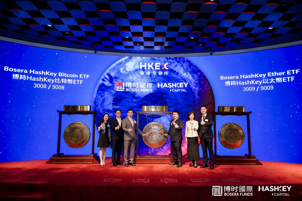 香港证监会最新公示6只虚拟资产现货ETF于今日正式在港交所上市🎉 截至16:00（UTC+8） 休市，首批在香港推出的6 支比特币和以太坊现货