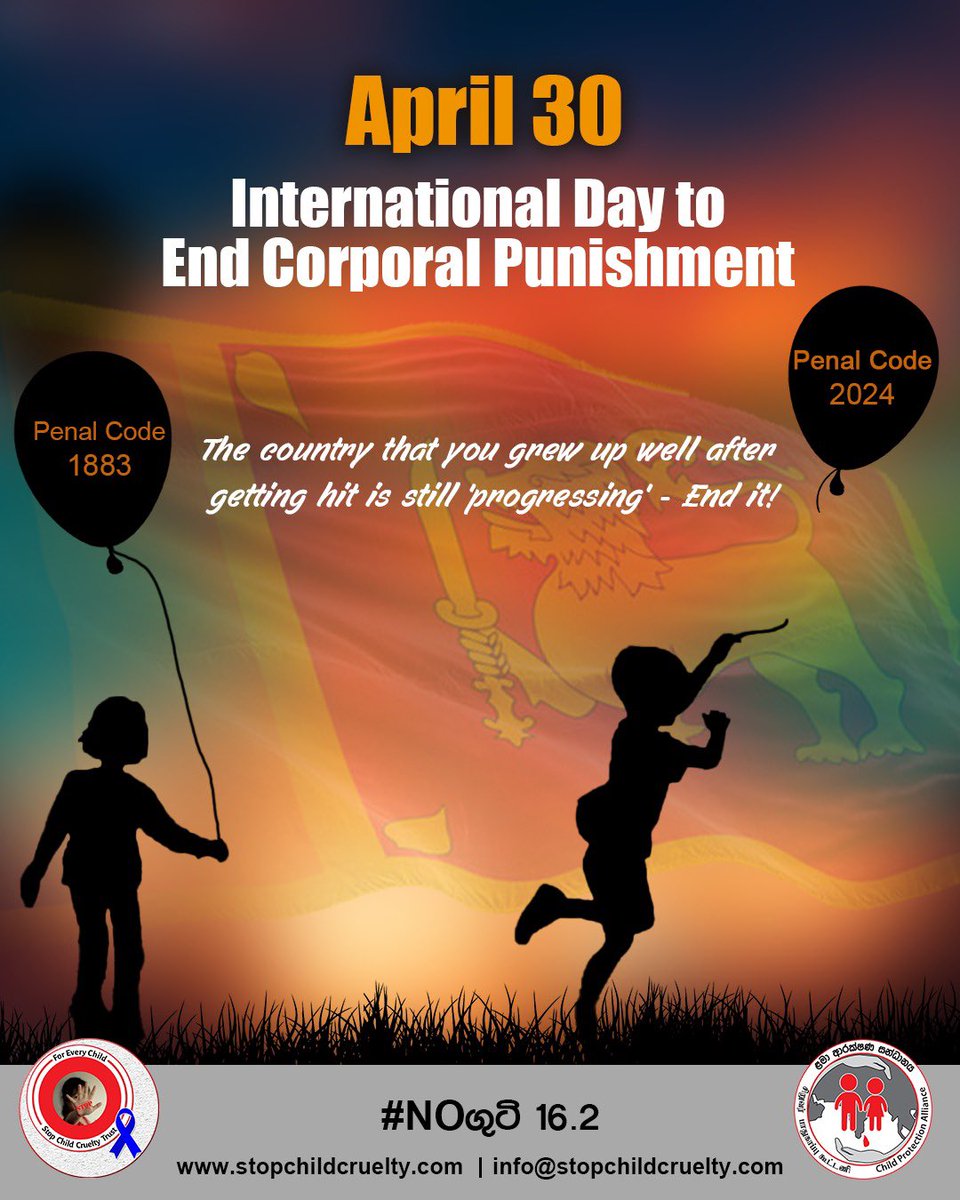 A DAWN OF NEW ERA WITHOUT VIOLENCE! As GOSL has approved cabinet proposal to abolish corporal punishment in all settings on 29/04/2024, let's change our attitudes and truly end this heinous crime #NOguti #EveryChildEveryRight
