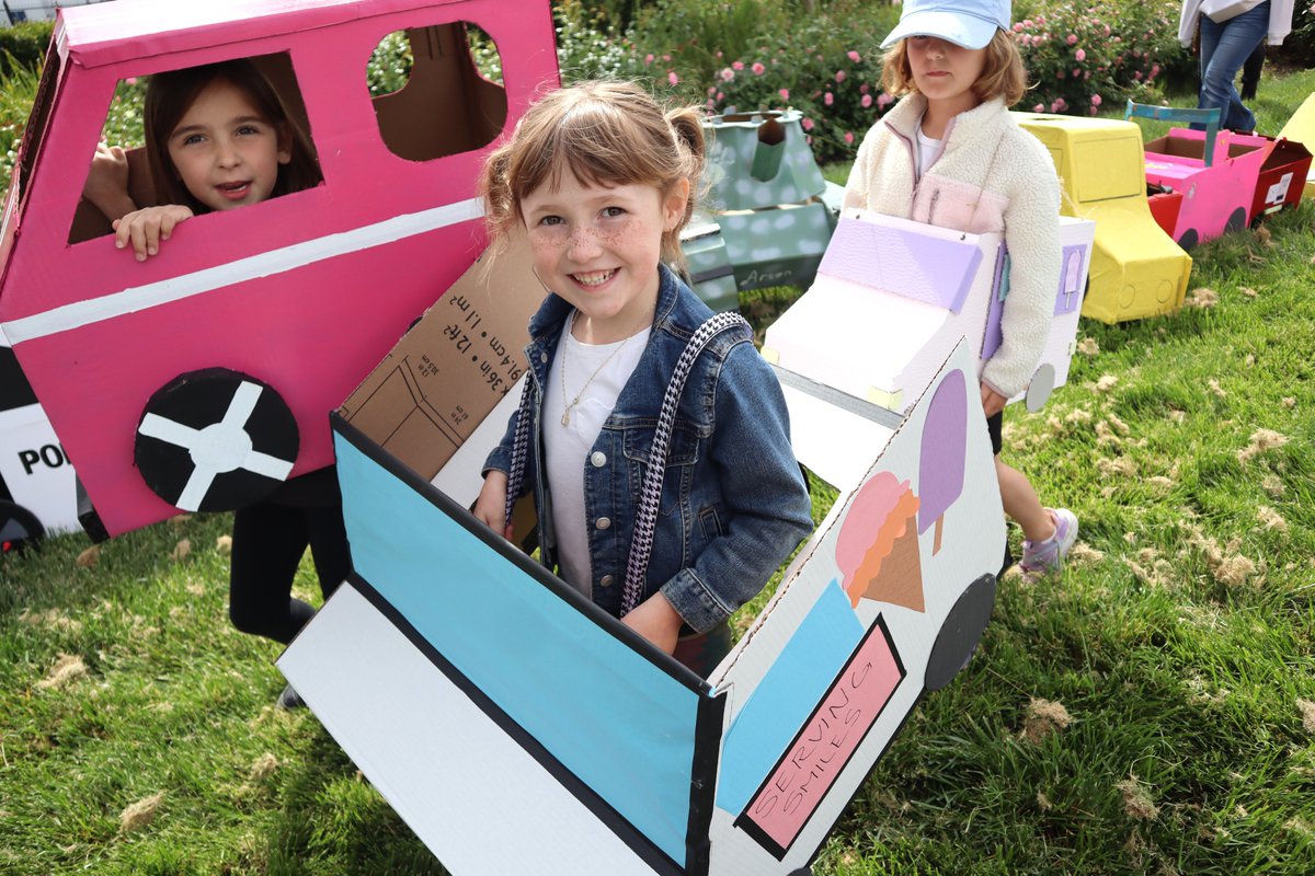 Excitement at @coaelementary for the annual Kindergarten Transportation Parade on April 26th! Students crafted cardboard vehicles and paraded them, followed by seeing real-life fire engines, police cars, cyber trucks, and a helicopter! 🚗🚒🚁