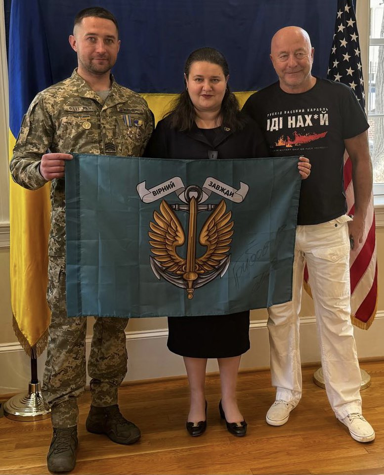 Welcomed in Ukraine House brave Ukrainian marine Roman Hrybov, known for his famous phrase “Russian Warship Go F yourself” to Moskva ship (which is no longer a ship) who is promoting the film Life to the limit, and then will return to frontline. Inspired by his bravery 💙💛✊🏼🇺🇦