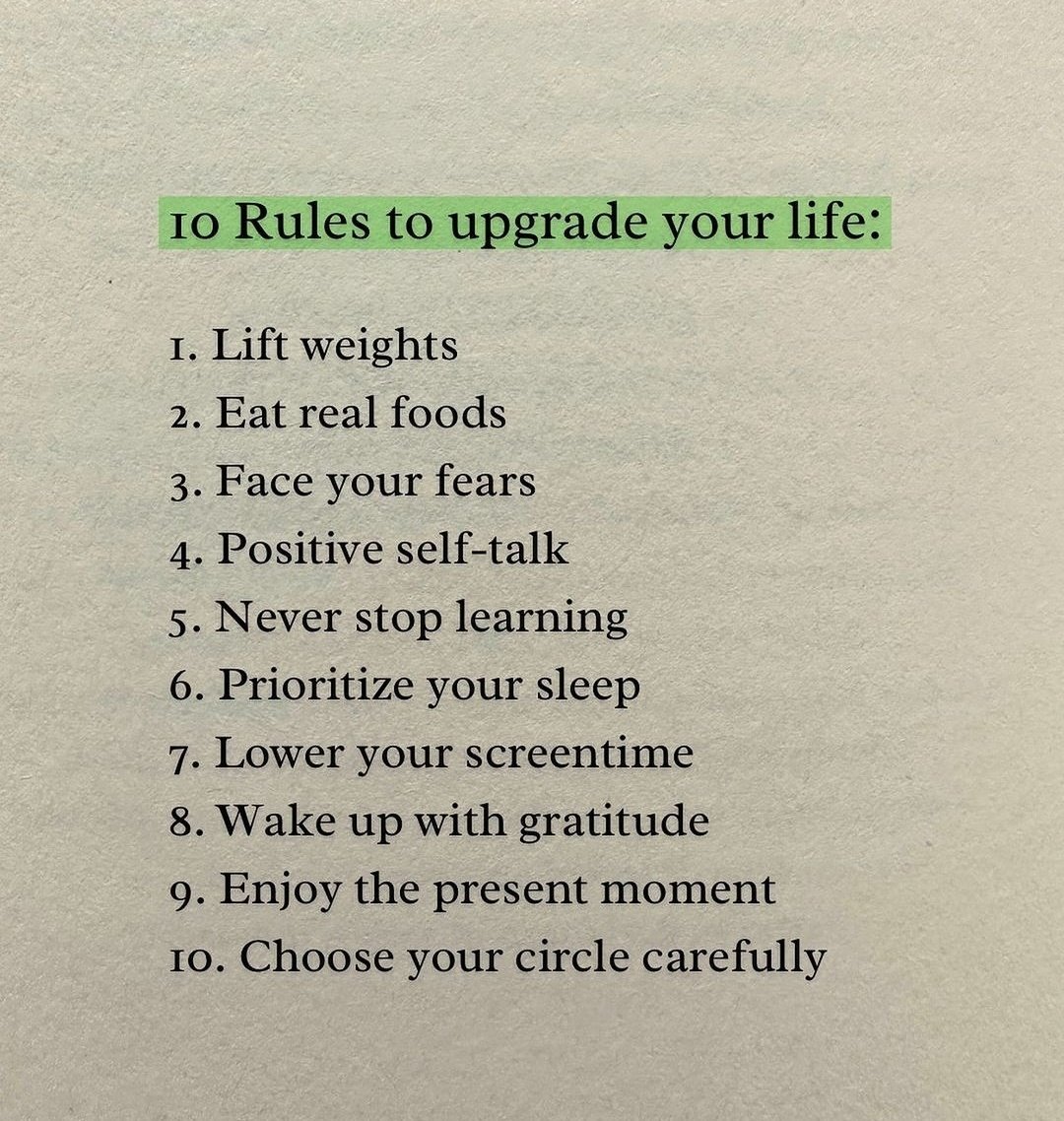 10 Rules To upgrade your life: