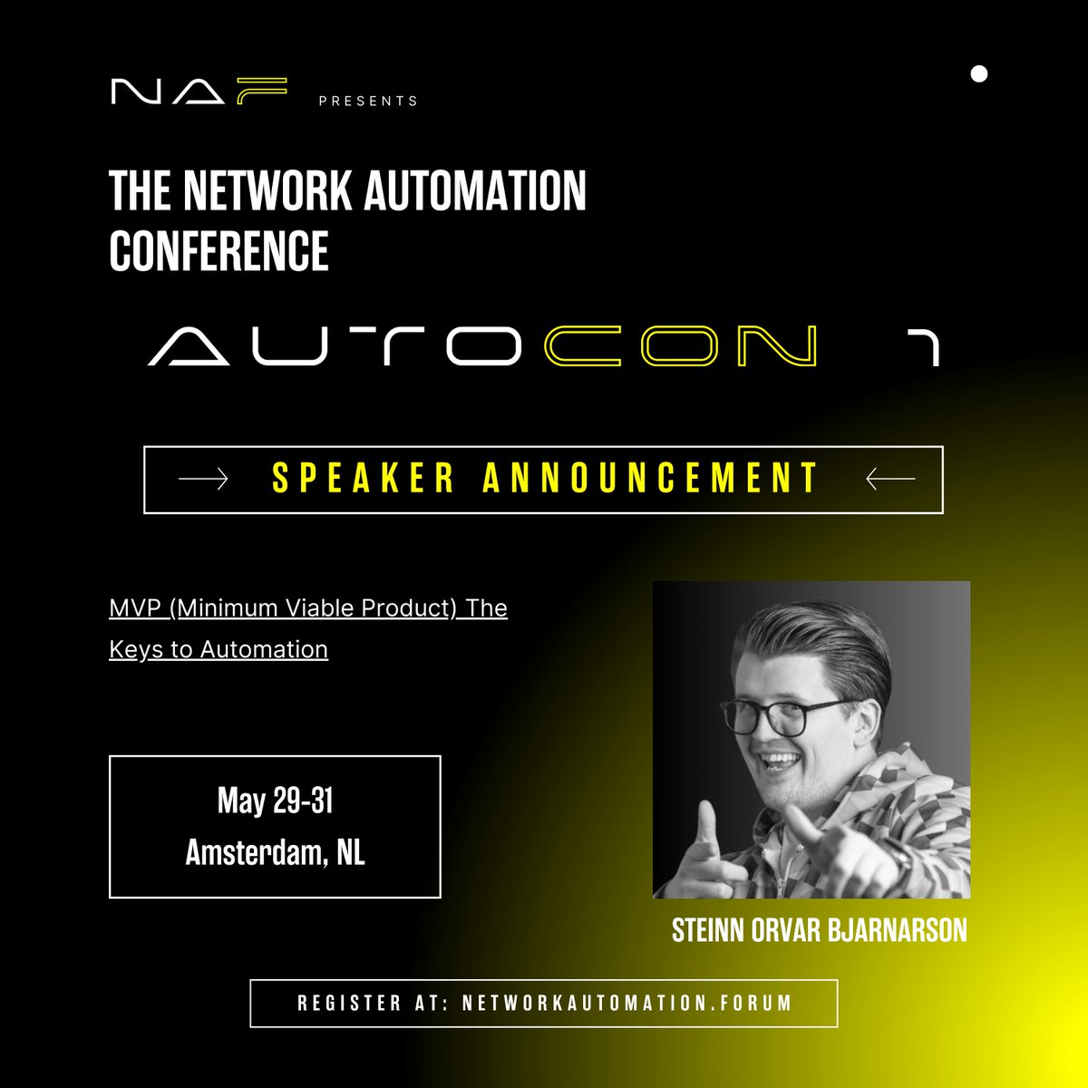 #AutoCon1 Speaker Announcement: Stein Orvar Bjarnarson - 'MVP (Minimum Viable Product) The Keys to Automation'

The Network Automation Forum looks forward to having Steinn share his knowledge and passion for #networkautomation at AutoCon 1 in #Amsterdam!

linkedin.com/feed/update/ur…