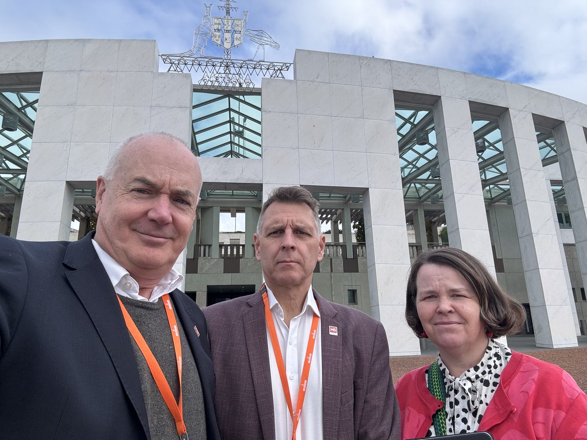 Good to be at Parliament House in Canberra today with members of the @MS_Australia advocacy team Jeremy Henderson and Katie Snell to discuss strategic priorities, advocacy, policy, research. #May50K starts tomorrow!