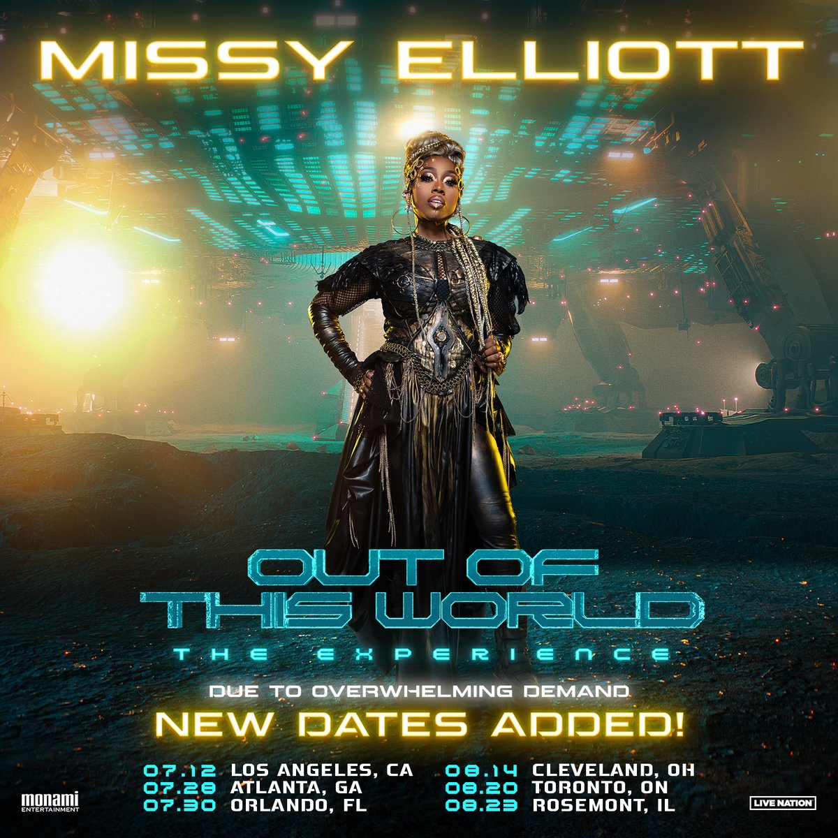 Due to overwhelming demand, 👽🌍🪐 @MissyElliott is adding more dates to her OUT OF THIS WORLD - The Missy Elliott Experience tour with @ciara, @BustaRhymes and @Timbaland! Tickets for new dates on sale Friday, May 3rd at 10AM local: livemu.sc/4aI7yz3 🙌🏾