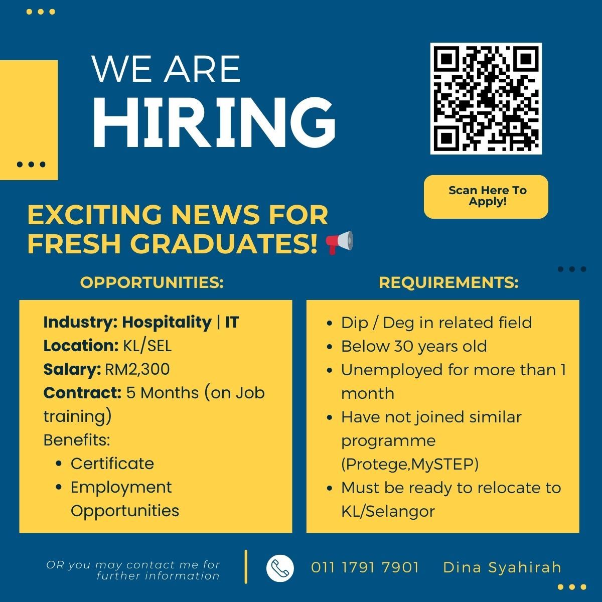 Vacancy Alert!!
Position : Graduates Employability Program (GEM)

Click link to Apply : lnkd.in/gFWGvFy4

#kerjakosong #jawatankosong #peluangkerjaya #carikerja #hiringnow #jobstreet #MyFuturejobs
----------------------------
Follow @jobsharingMY for more job news