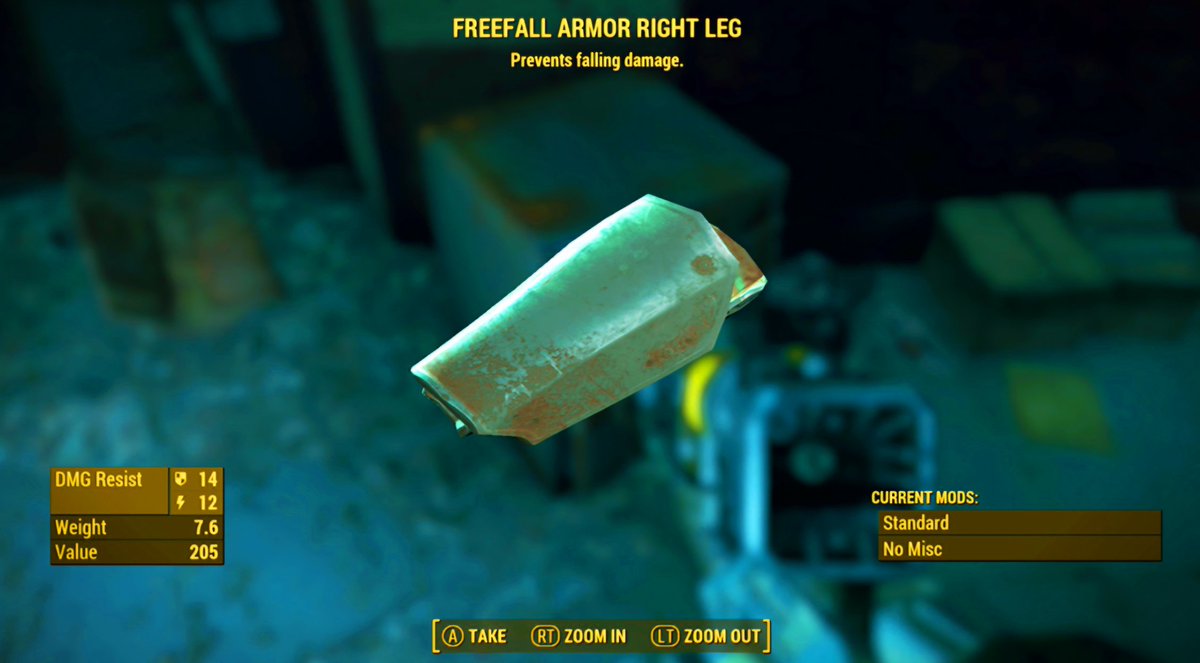 Hey new #Fallout4 players, did you know there is a hidden pair of leg armor that eliminates fall damage? Free to get IF you can get to them.. located inside Mass Fusion building!!