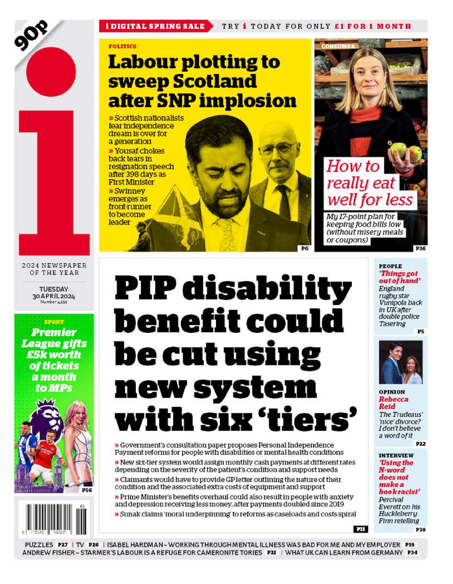 🇬🇧 PIP Disability Benefit Could Be Cut Using New System With Six Tiers ▫Ministers propose Norway-style system to shake up disability benefits amid costs warning ▫@janemerrick23 ▫is.gd/nXkRIF 👈 #frontpagestoday #UK @theipaper 🇬🇧