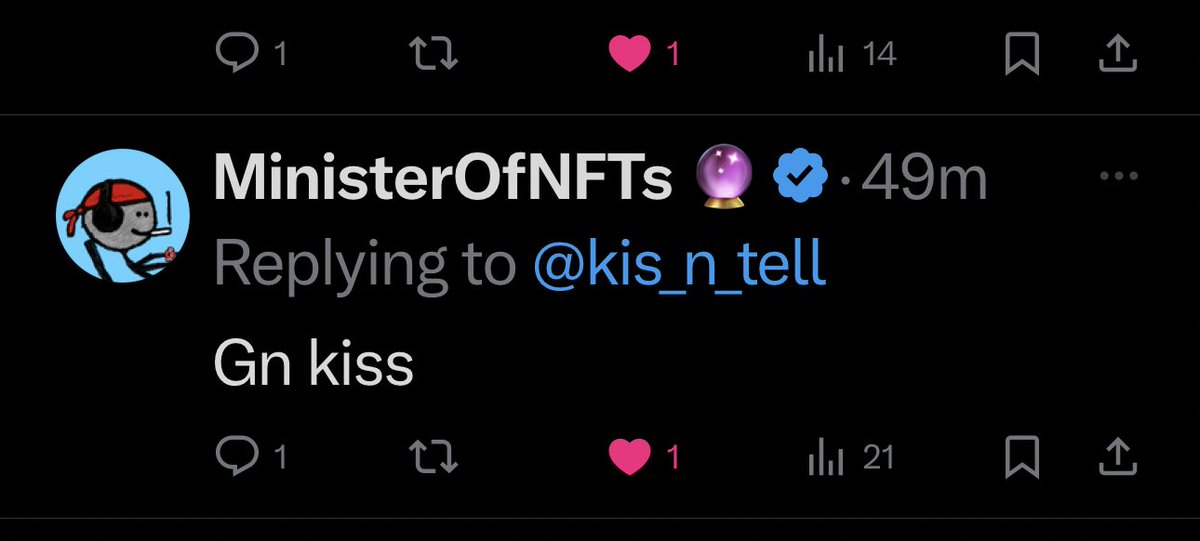 I’m legit content with my web3 life now that @MinisterOfNFTs is my GM/GN homie 😳🤯 Such an honour 🤗