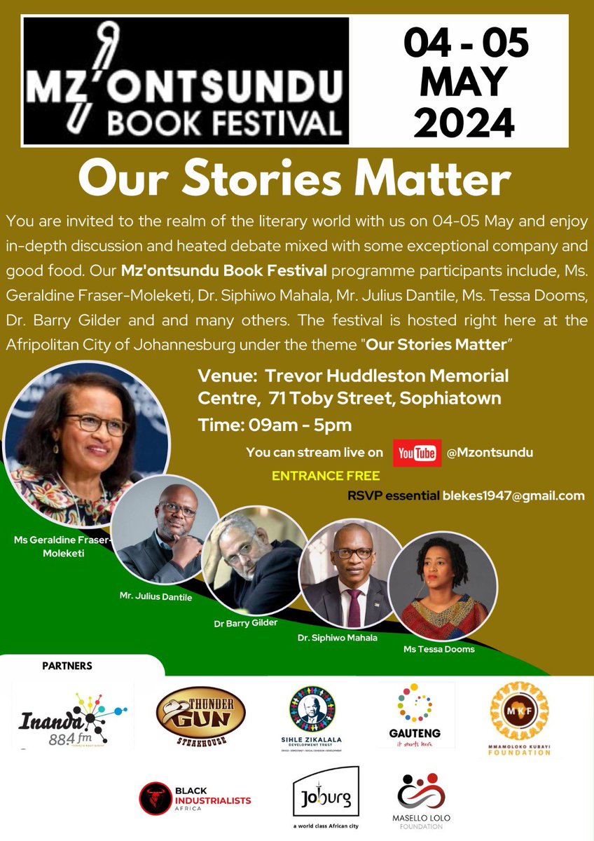 You are cordially invited to this great book festival. My session on #AtFireHour is on 4 May at 14:20 with Mahlatsi Gallens-Mahlase. @JacanaMedia @castrongobese