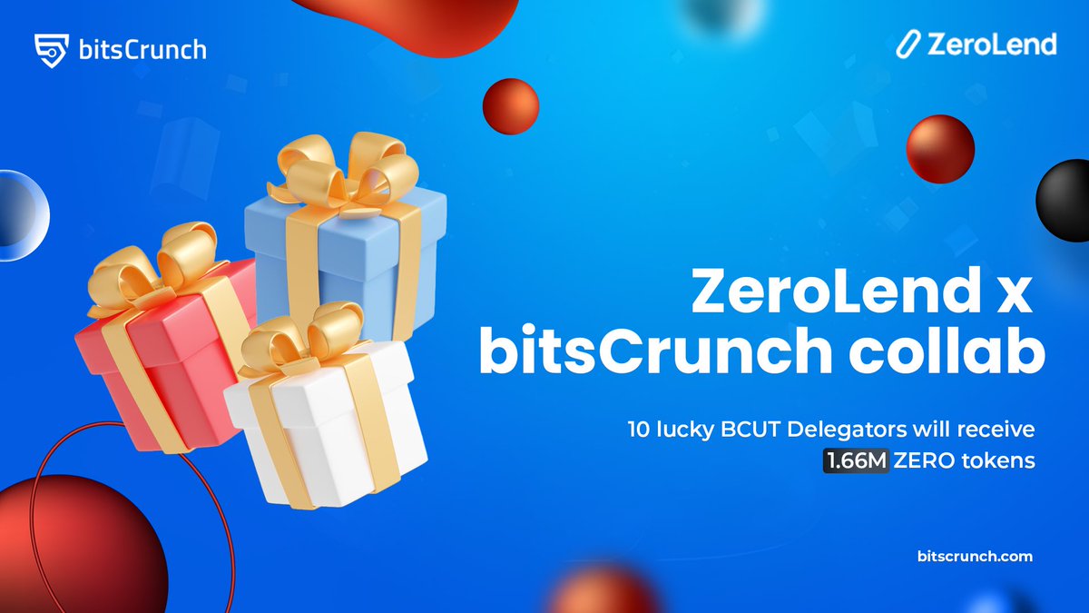 Exciting news from @bitsCrunch! They've just announced a collaboration with @zerolendxyz, the top lending market on L2s. 10 lucky #bitsCrunch Delegators stand a chance to win 1.66M ZERO tokens from ZeroLend. Don't miss out on this opportunity! 

$BCUR #HongKong #Sismo $ETH $USDT