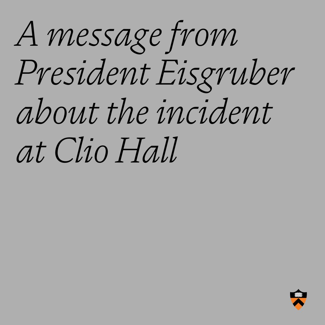 A message from President Eisgruber to the campus community on April 29: bit.ly/3JDxMaL
