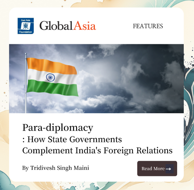 Tridivesh Singh Maini points out the involvement of state governments in promoting economic interests abroad, termed 'para-diplomacy.' This aligns with goals by the central government in New Delhi and has assisted the ambitions of state-level politicians. tinyurl.com/y9nb33tr