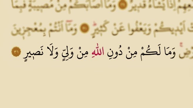 'Sizin için Allah'tan başka hiçbir dost ve yardımcı yoktur.'

42/ Şûrâ - 31