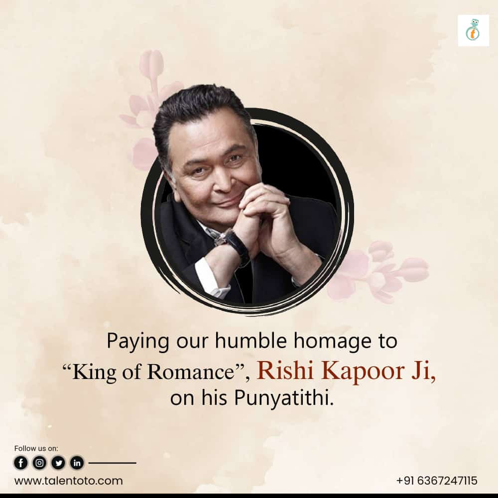 Remembering the eternal king of romance, Rishi Kapoor Ji, on his punyatithi. 🌹 Your legacy continues to inspire generations. Forever in our hearts. #RishiKapoor #KingOfRomance #ForeverMissed