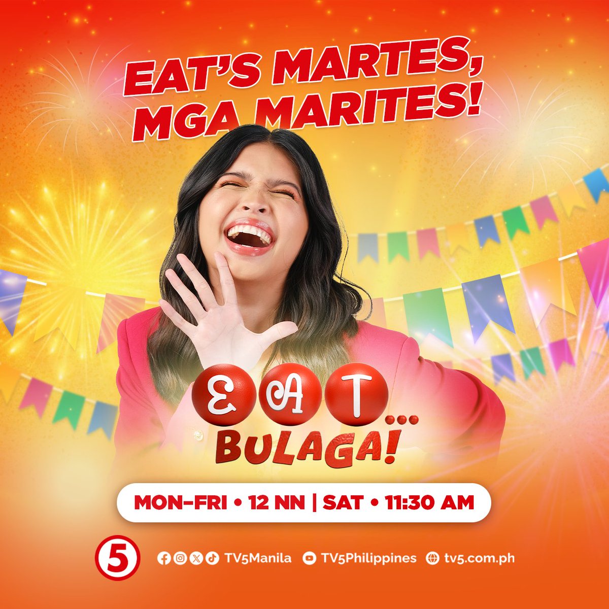 Get ready for kulitan at chikahan ngayong Tuesday with #TVJonTV5 at #LegitDabarkads dito sa #EatBulagaTV5! 😁 Tutok na sa TV5, o sa ating livestream via TV5 Facebook page o sa TV5 Philippines YouTube Channel: youtube.com/live/HXedaF9L1… #HaponChampionTV5