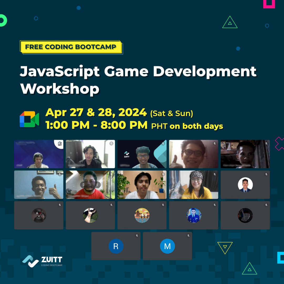 zuittco's tweet image. 🎮 We had an amazing weekend filled with learning and game development.
💻 A huge shoutout to all our participants who joined the Free Coding Bootcamp JavaScript Game Development Workshop on April 27 & 28, 2024 (Saturday & Sunday).
#Zuitt #GameDevelopmentWorkshop