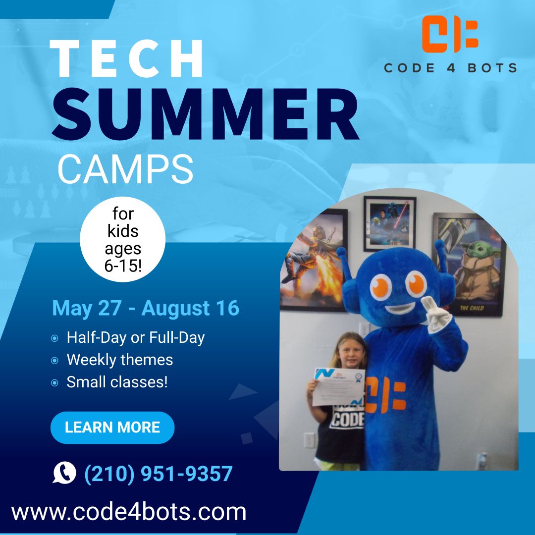 🚀 Are you ready to spark your child's passion for tech this summer? 🚀 With small teacher-student ratios, we ensure personalized attention for every child, fostering their growth and exploration in the world of technology. Reserve your spot at buff.ly/2S0WbcW #code4bots