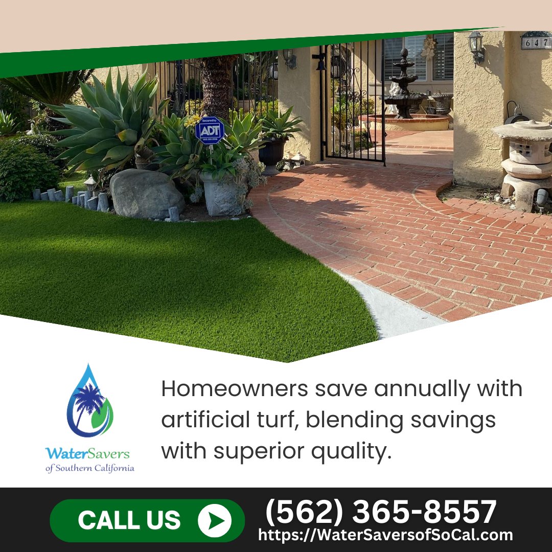 Whittier, CA, homeowners switch to artificial turf and save an average of $1,200/year over natural grass—experience cost-effective luxury and eco benefits. For expert advice, contact us at (562) 365-8557. #CostEffective #WaterEfficient