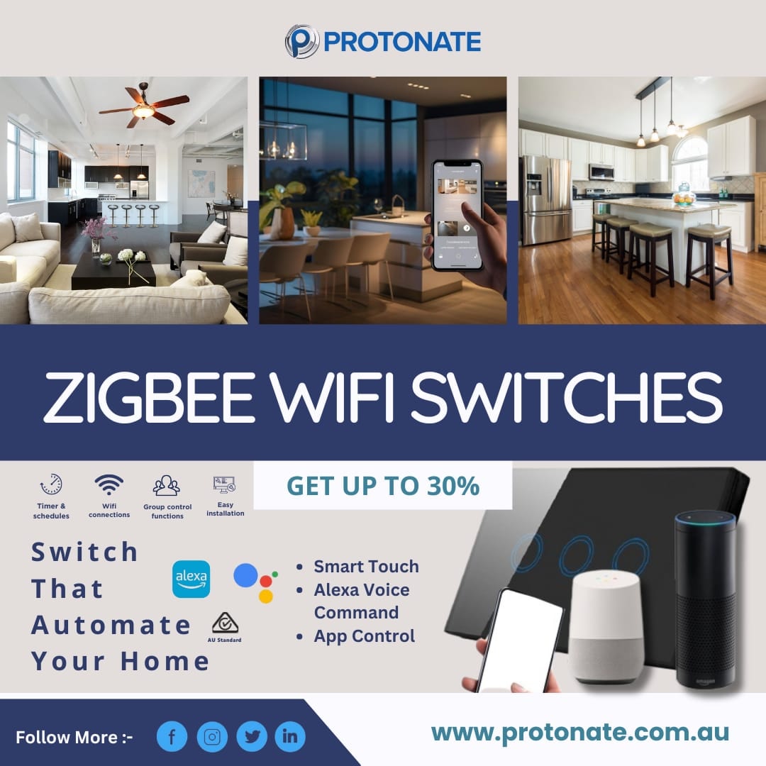 Elevate your home with protonate Zigbee wifi switches 

protonate.com.au

#SmartHome #WiFiSwitches #GameChanger #TechInnovation #SmartLiving #HomeAutomation #OwnTheMoment #SwitchItUp #LimitedTimeOffer