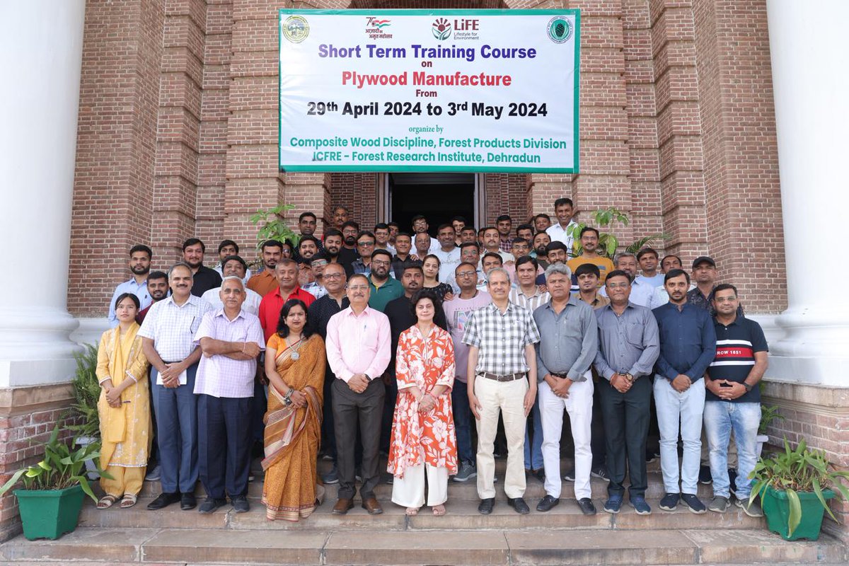 The Five days short term training course on 'Plywood manufacture' is being organized by Composite Wood Discipline, Forest Products Division of ICFRE- Forest Research Institute, Dehradun from 29.04.2024 to 03.05.2024. A total 46 Nos. of participants participating in the training.