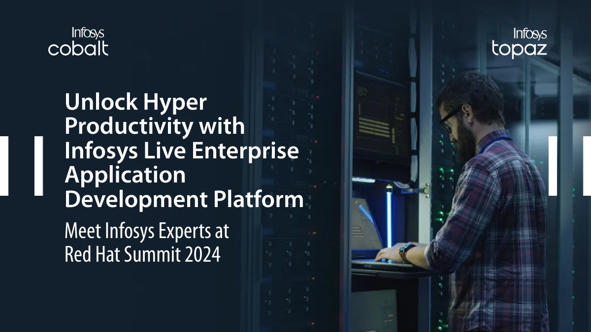 Infosys Live Enterprise Application Development Platform enables end-to-end hyper productivity for #applicationdevelopment and #modernization. Meet our experts at #RHSummit 2024 to experience the platform. infy.com/4aXGFaW 
#InfosysCobalt #InfosysTopaz @RedHatSummit