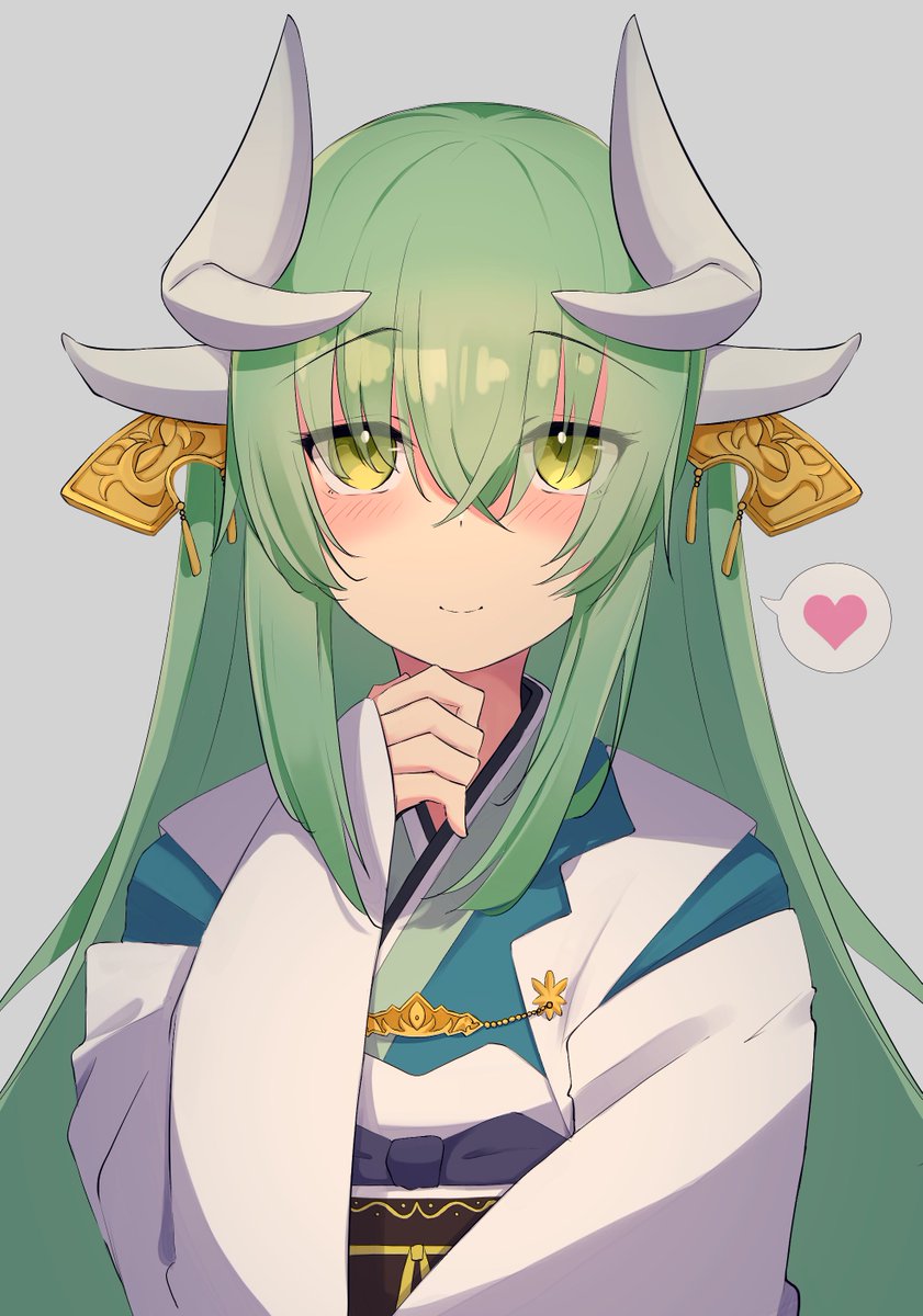 kiyohime (fate) 1girl solo long hair looking at viewer blush smile simple background  illustration images