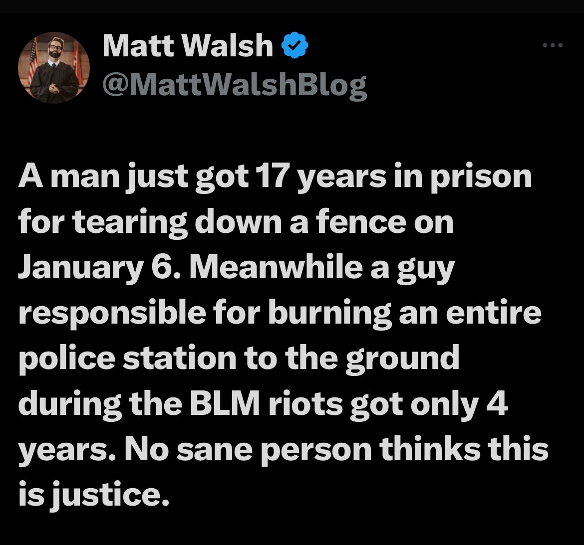 @MattWalshBlog When will they learn that if they want Matt to be outraged at too much jail time, all they have to be is white.