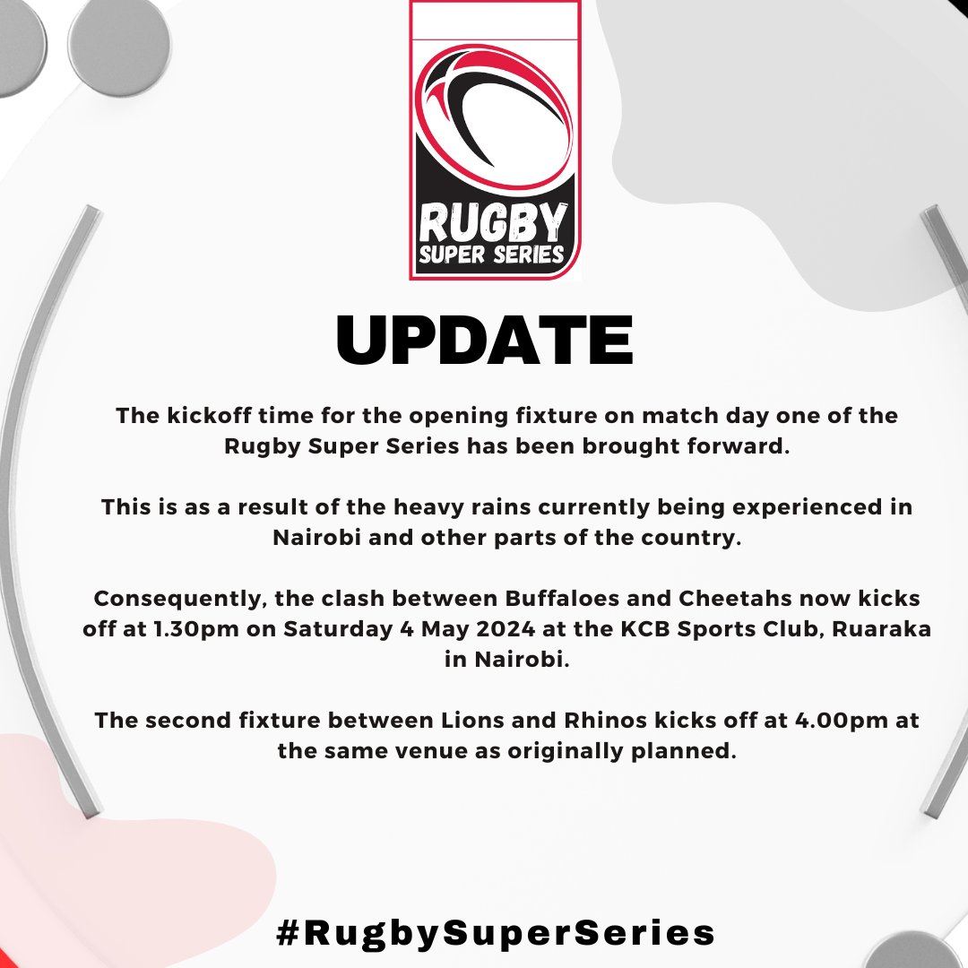 Important MD1 Update #RugbySuperSeries