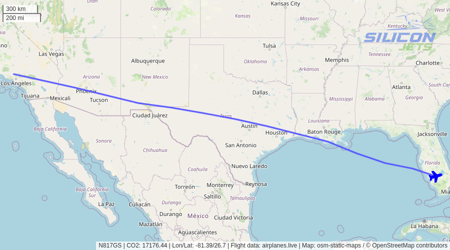 N817GS (#gulfstream G650 reportedly used by #larryellison) no longer detected in flight. Emissions est. 17176 kg #CO2 (compared to 890 kg flying commercial). #CO2emissions