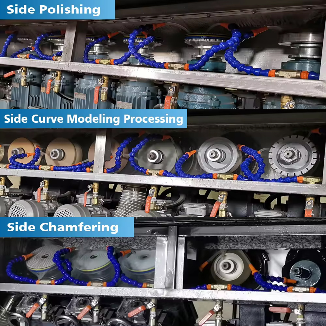 HualongMachine's tweet image. Presenting the HLSP-16 Stone Edge Grinding &amp;amp; Polishing Machine!
Perfect for granite, marble, quartzite, and more. Achieve side polishing, chamfering, and curve modeling with ease. Ideal for efficient batch production.
#StoneProcessing #EdgeGrinding #PolishingMachine