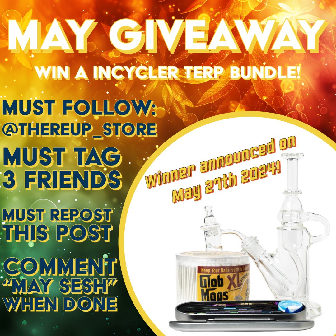 #MayGiveaway 
THE RULES➖
💥 MUST be following @TheReUp_Store 
💥MUST tag 3 friends (the more friends you tag the more entries you get)
💥MUST Repost
💥Comment “MAY SESH” to count your entry
🥳 WINNER will be announced on Memorial Day❗️5/27/24 ❗️