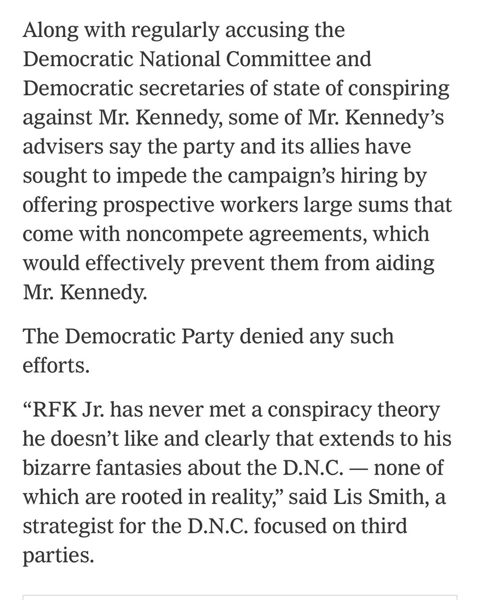 The battle between RFK Jr’s campaign and the DNC is getting spicier and spicier! nytimes.com/2024/04/29/us/… The DNC is spending too much on this stuff —as Kennedy continues to take more votes away from Trump’s base. And fails to attract large numbers of #IndependentAmericans.