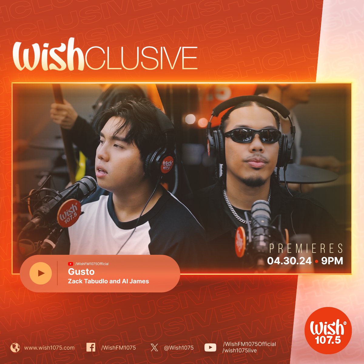 🎵 Gusto lang kita makasama
Hanggang sa pagbaba ng araw 🎵

@zacktabudlo and @aljames__ are here to sing about wanting to always be with their special someone.

Their Wishclusive, featuring the WMA-nominated track 'Gusto,' drops at 9 on our YouTube channel!