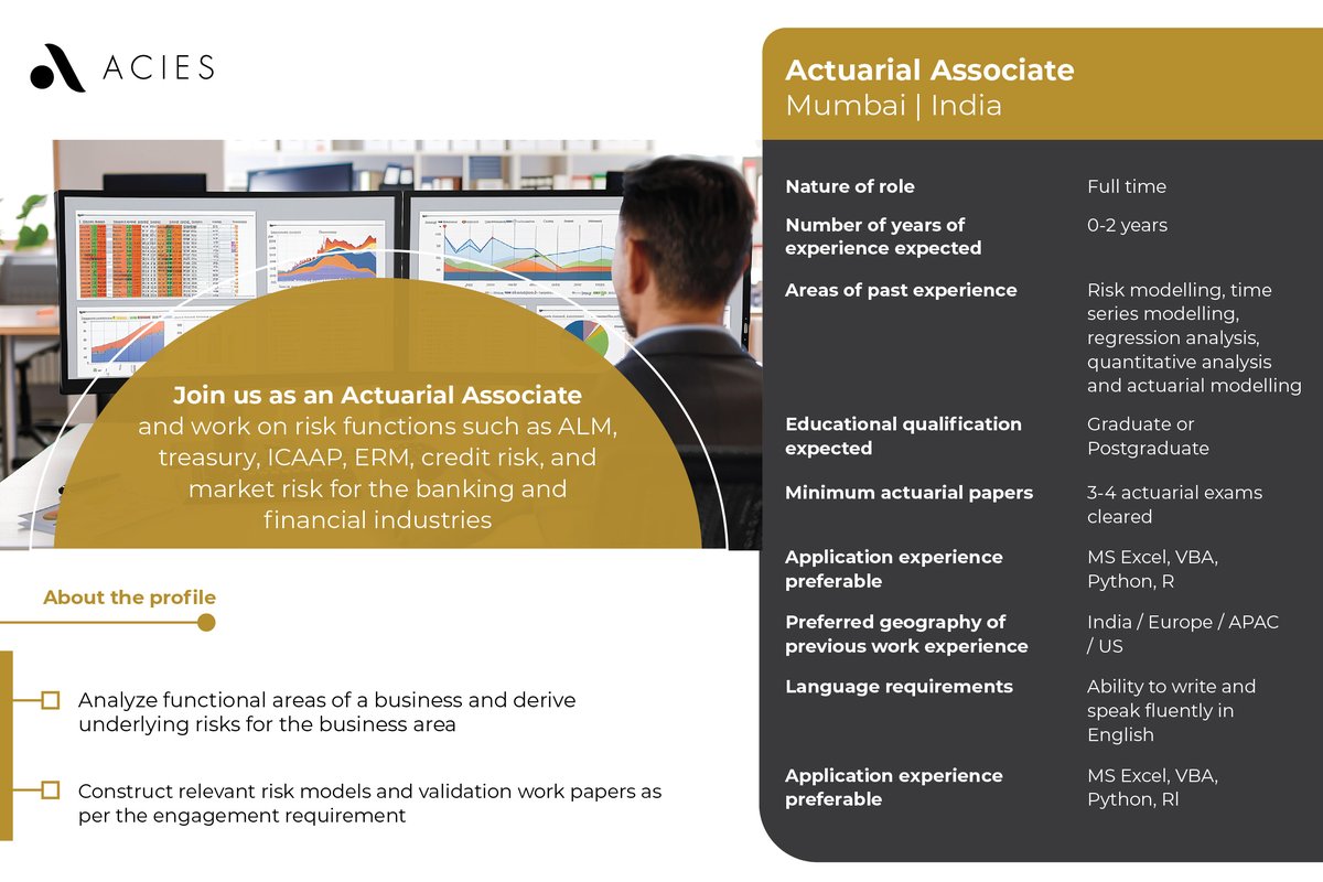 #wearehiring - Join our team as #actuarial associates and get the opportunity to work on various #riskmanagement initiatives with our clients

Apply now - lnkd.in/d7DWepCa

#acies #nowhiring #careers #actuaryjobs #actuarialjobs #actuaries #riskmodels