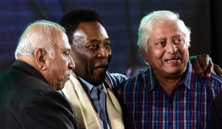 Remembering Chuni who passed away on this day four years ago.Below Pele with PK and Chuni.# Indian Football