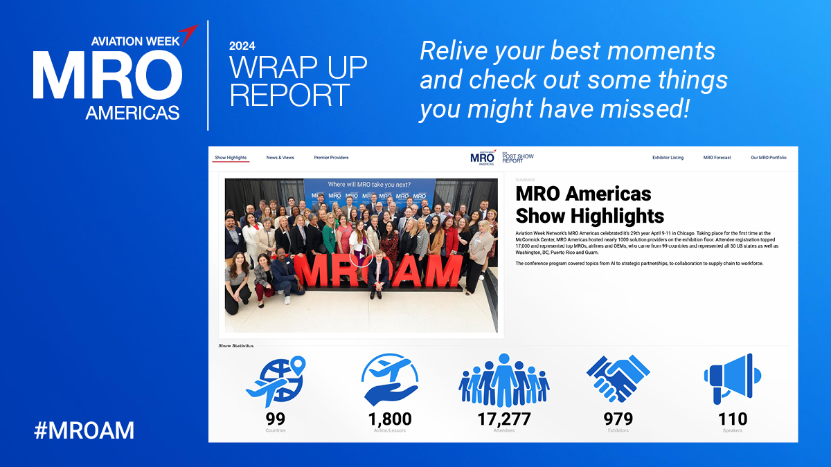 MRO Americas 2024 Post Show Report is LIVE! See the report here >> utm.io/ugSGh We will see YOU next year in Atlanta, GA! #MROAM #AviationWeek #MRO #OEMs #Avation #Airlines