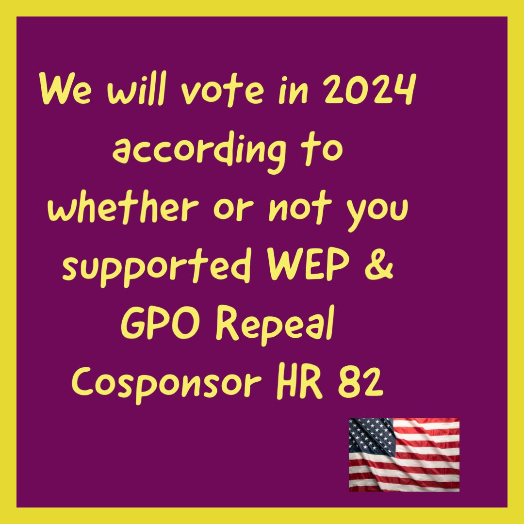 @VernBuchanan @VernBuchanan PLS help hard working people get the full Social Security benefits they earned. #CosponsorHR82 to repeal WEP (Windfall Elimination Provision) & GPO. MOST of my Soc Sec taken away after I paid in 20 years. I do not get a full public pension! #GPOWEPMustGo_NOW