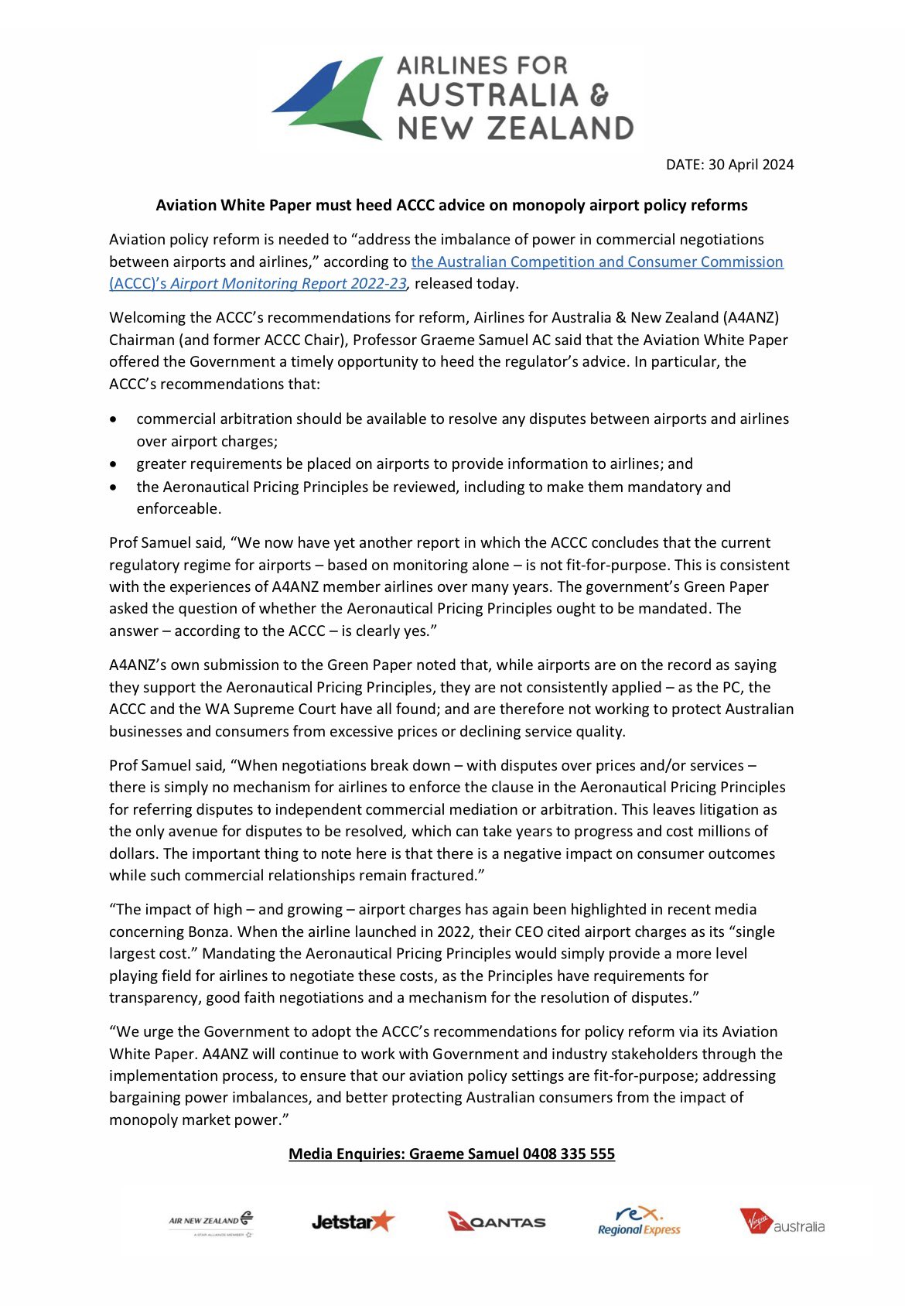 A4ANZ على X: “A4ANZ urges the government, in its Aviation White