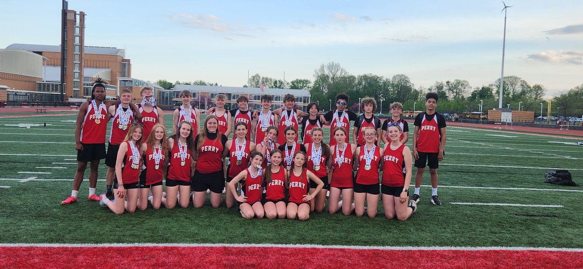 Congratulations to the #1 Boys and #1 Girls CVC Lake division Champions!!! Great job today Perry Pirate MS Track team @Perry_Pirates @PerryITDS @PerryTrackField