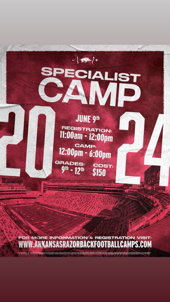 Thank you @CoachSFountain @RazorbackFB for the Camp invite gonna love to show my talent.