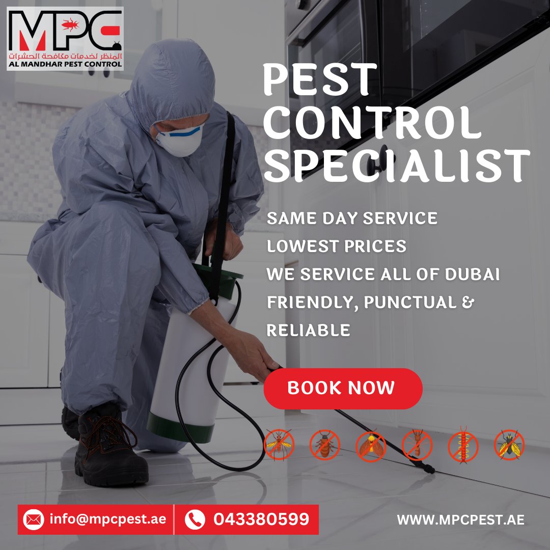 🌐 𝗣𝗲𝘀𝘁 𝗖𝗼𝗻𝘁𝗿𝗼𝗹 𝗶𝗻 𝗗𝘂𝗯𝗮𝗶 🌿✨
Say goodbye to pests with MPC Pest Control! 🚫🐜 Our expert team offers a comprehensive range of pest control services in Dubai & Sharjah, addressing both commercial and residential needs. 🏢🏠