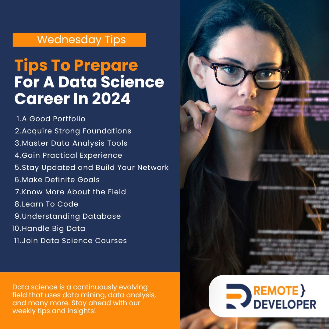 remotedev_au's tweet image. The world of Data Science demands more than just technical skills—it requires meticulous planning and strategic preparation. Discover the key insights and tips to excel in this competitive field and secure lucrative opportunities in 2024. #DataScienceTips #DataScience2024