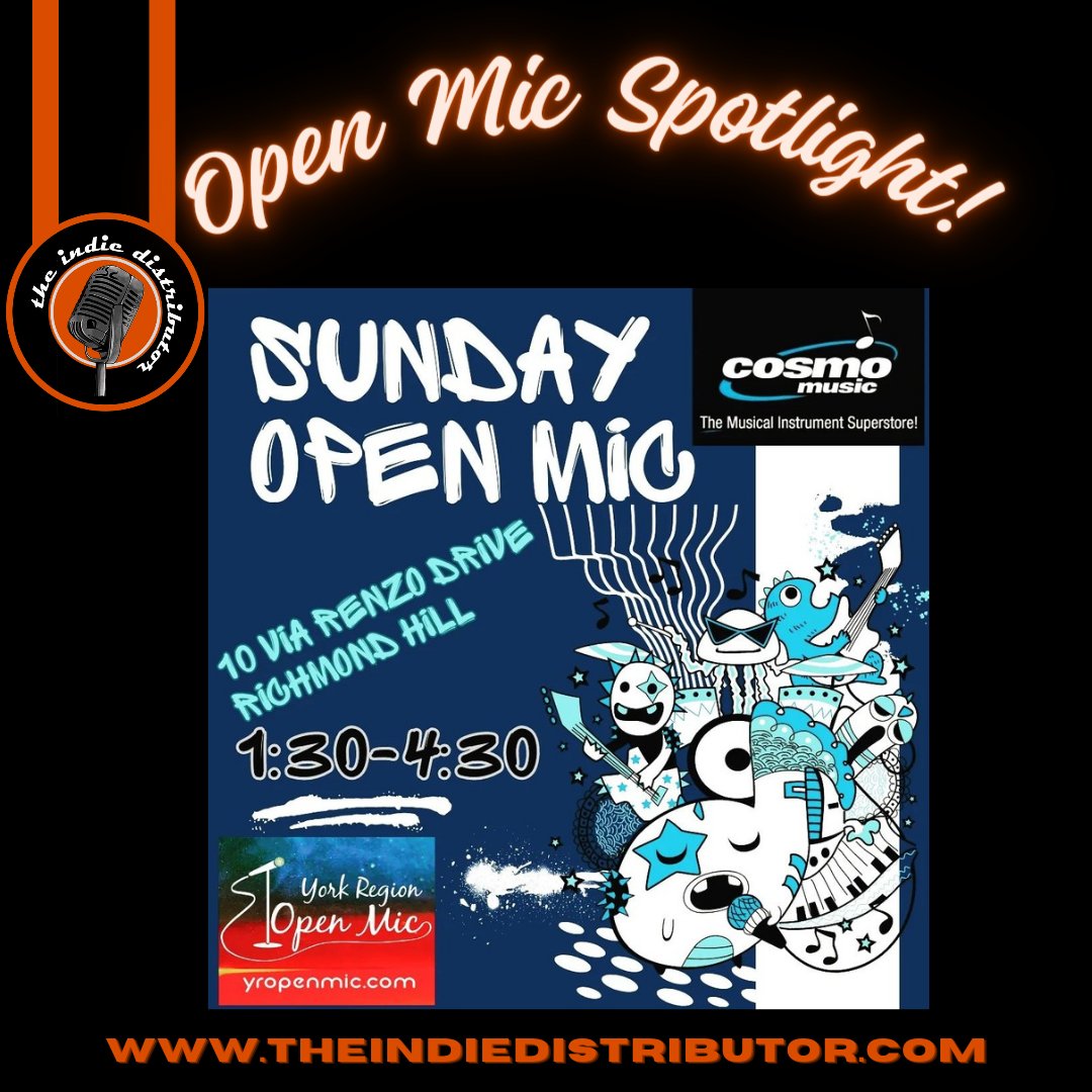 🎙Open Mic Spotlight: York Region Open Mic at Cosmo Music Sundays - 1:30pm - 4:30pm 📍Cosmo Music Richmond Hill, ON ✴️ The Indie Distributor- Your #1 Source for Undiscovered Indie Music ✴️ theindiedistributor.com . #ontario #canadianmusic #openmic #music