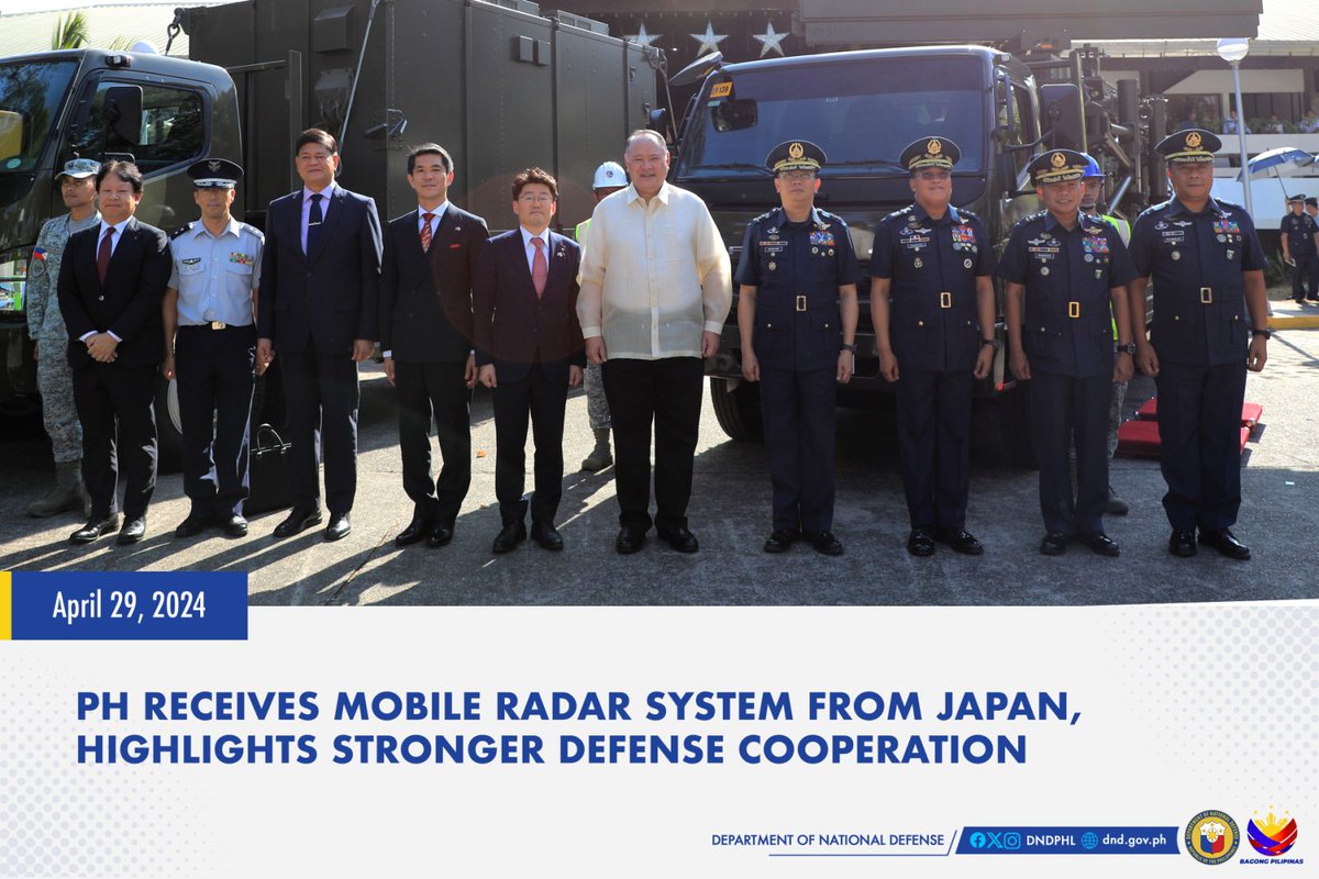 The Department of National Defense bolstered the Philippines' air defense capabilities with the official acceptance and turnover of the TPS-P14ME Mobile Air Surveillance Radar System acquired from Japan during a ceremony held on April 29, 2023, at Camp General Emilio Aguinaldo.