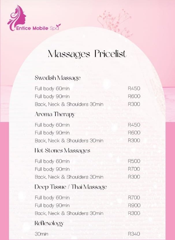 Spa Special from R650 for two people when you come to us at our new location in Sandton. We are also MOBILE. Call/ WhatsApp 0736059448 for bookings. Divorce| Temu| Moshe| Lebo M Seemah| Mawhoo| Natasha| Zungu The IEC| TheMomyClub| Ratile MrsMopps| Nunurai| MrsSande Happy
