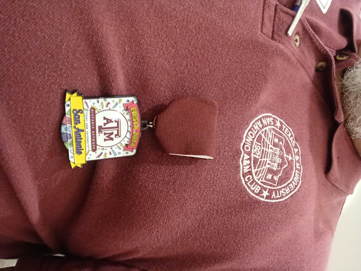 Thoroughly enjoyed @CentroPres #TrishDeberry's presentation on @centrosa at today's @AggiePark Monday Membership Luncheon!
I picked up my @tamhn_aggies @FiestaSA medal and shirt today too thanks to my good Fightin' Texas Aggie buddy, Mario Guel, '07. 
Whoop! Gig'em! 🔥💗🙏🏽🙌🏽💪🏽👍🏽
